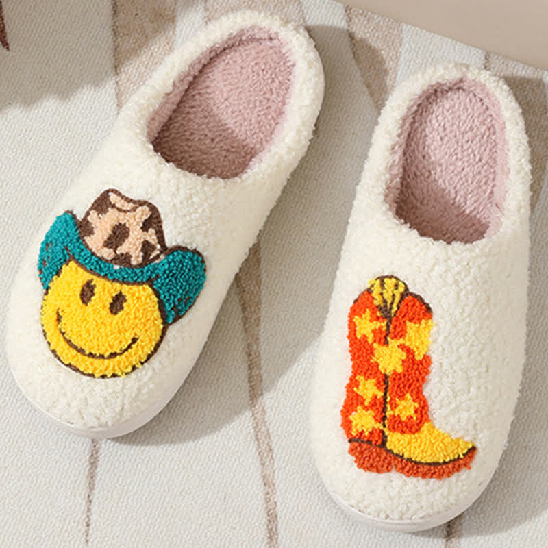 Chaussons moelleux à imprimé emoji mignon