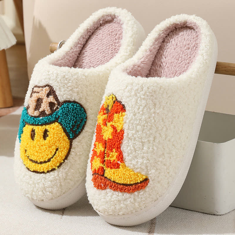 Chaussons moelleux à imprimé emoji mignon
