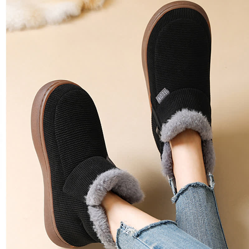 Chaussons chauds à fermeture éclair de grande taille, couleur unie - image 4