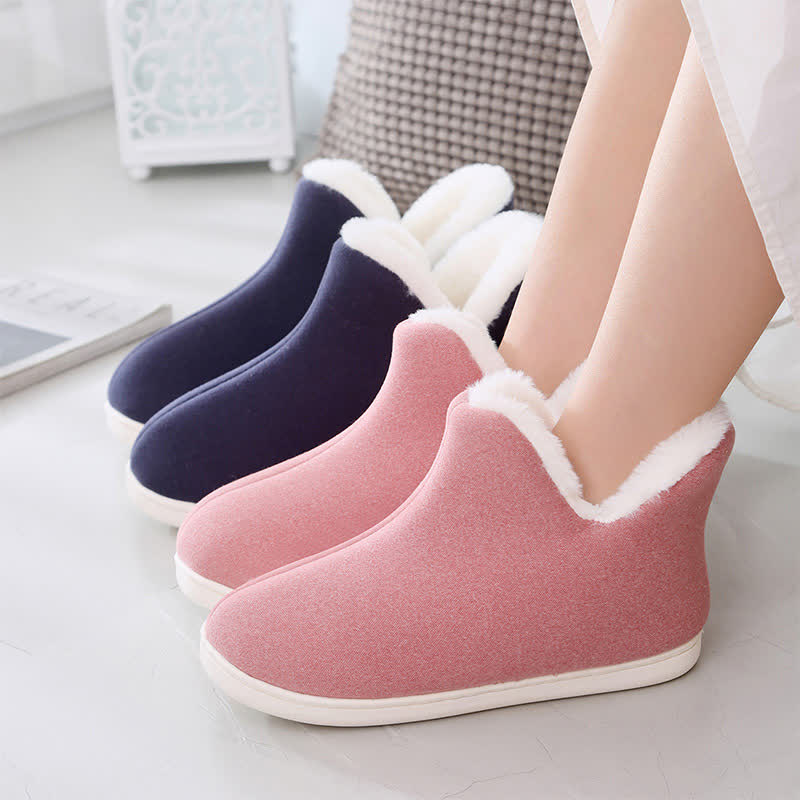 Chaussons chauds à tige haute de couleur unie - image 1