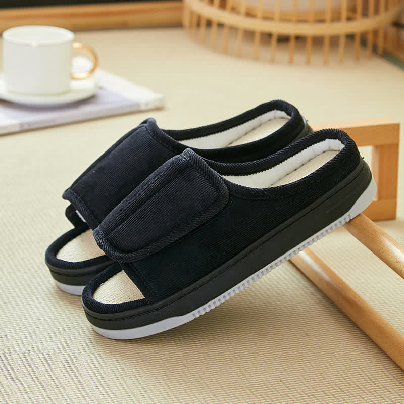 Chaussons antidérapants à velcro grande taille faciles à enfiler - Noir - EU46-47 (US12-12.5) - image 14