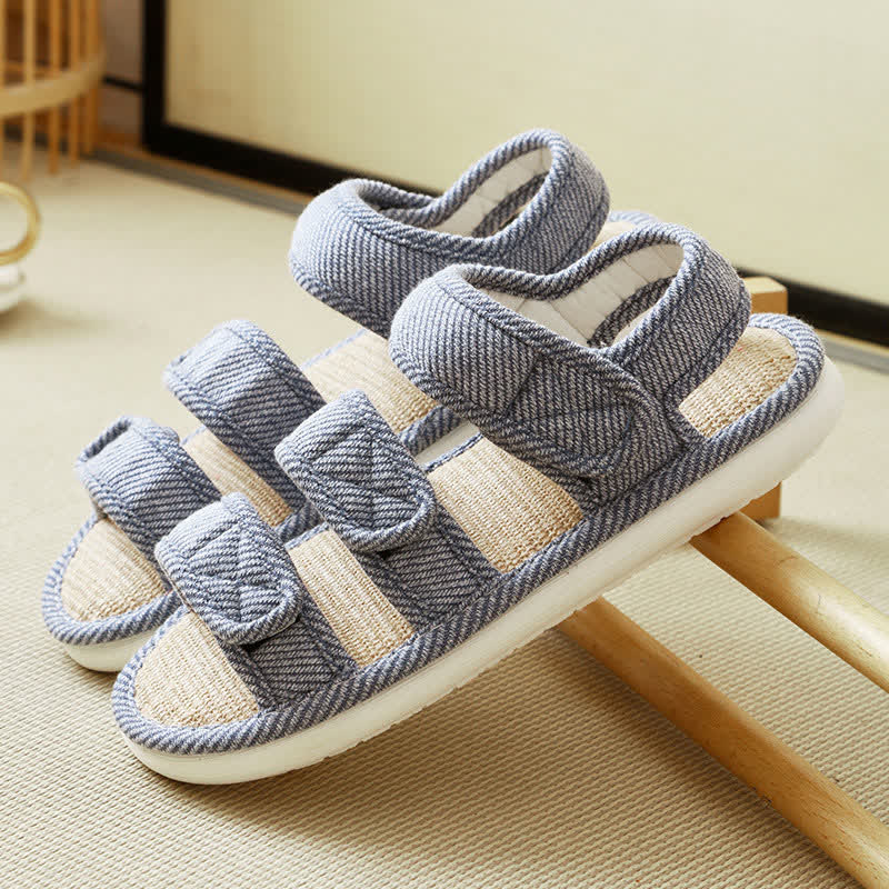 Chaussons en lin respirants à velcro grande taille - Bleu - EU43-44(9-10) - image 16