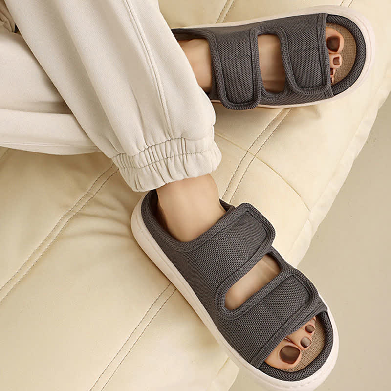 Chaussons en lin antidérapants à velcro réglables grande taille - image 3