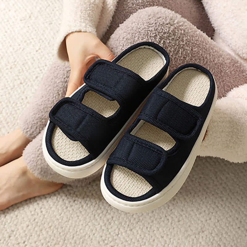 Chaussons en lin antidérapants à velcro réglables grande taille - image 14