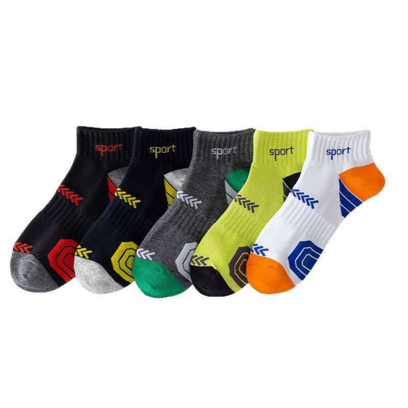 Chaussettes de compression à la cheville avec lettres et blocs de couleur (5 paires)