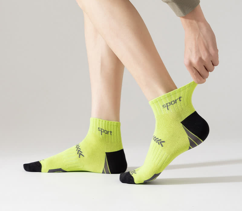 Chaussettes de compression à la cheville avec lettres et blocs de couleur (5 paires)