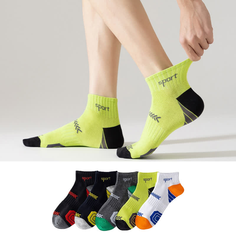 Chaussettes de compression à la cheville avec lettres et blocs de couleur (5 paires)