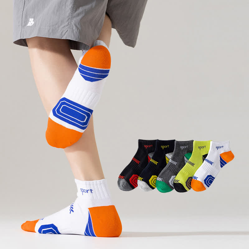 Chaussettes de compression à la cheville avec lettres et blocs de couleur (5 paires)