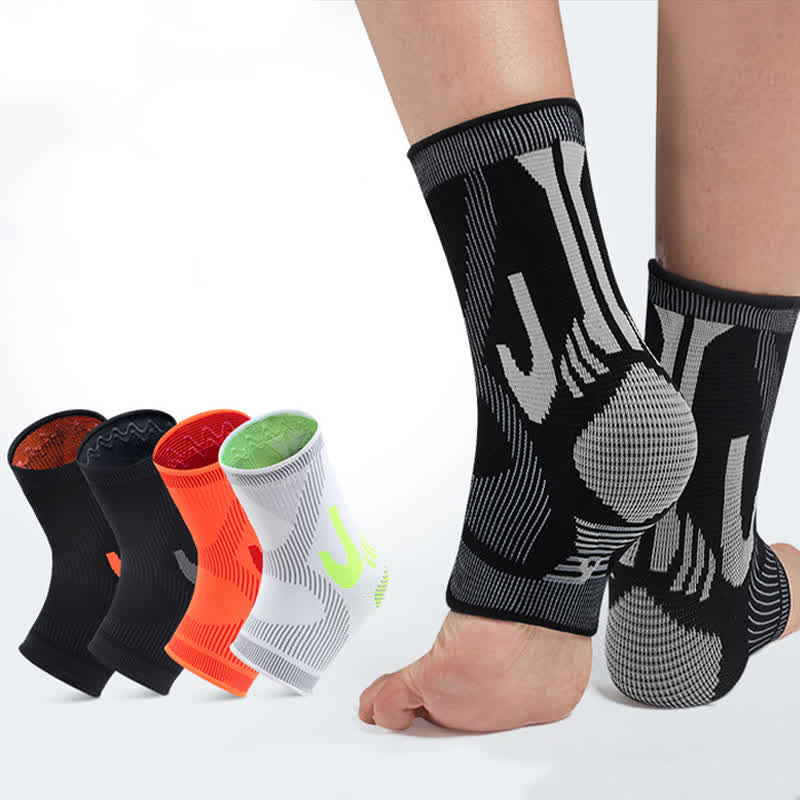 Chevillères de sport en tricot extensible à rayures