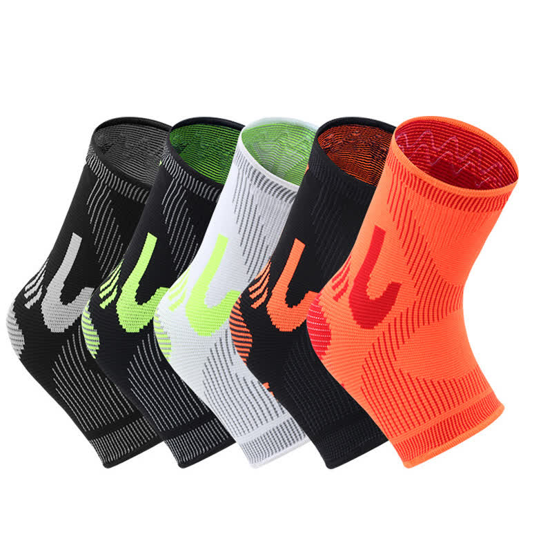 Chevillères de sport en tricot extensible à rayures