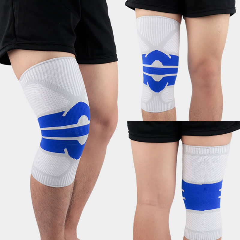 Genouillères de compression respirantes tricotées pour le sport - Gris et bleu - XL - image 12