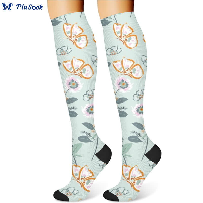Chaussettes de compression à motif floral et papillon frais (3 paires) - image 4