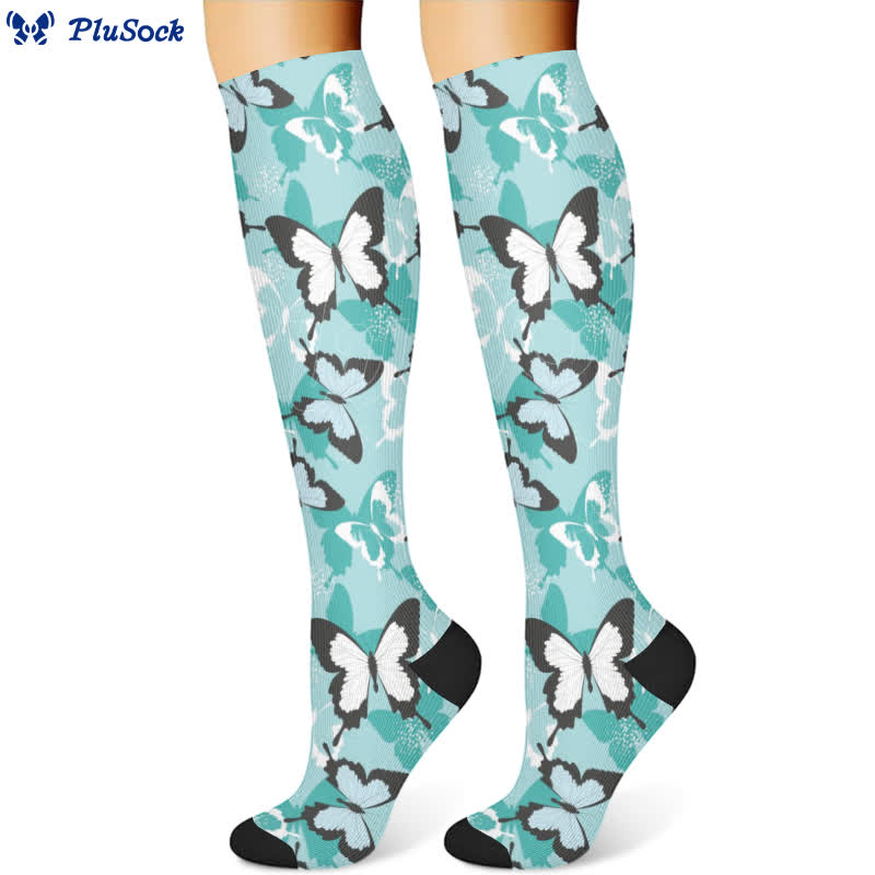 Chaussettes de compression à motif floral et papillon frais (3 paires) - image 3