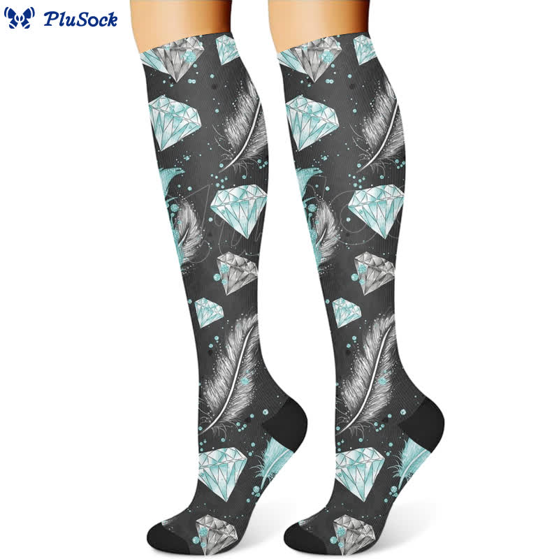 Chaussettes de compression à imprimé plumes et diamants (3 paires) - image 3