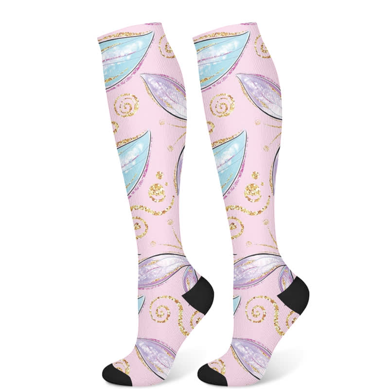 Chaussettes de compression à imprimé plumes et diamants (3 paires) - Rose (1 paire) - S/M - image 6
