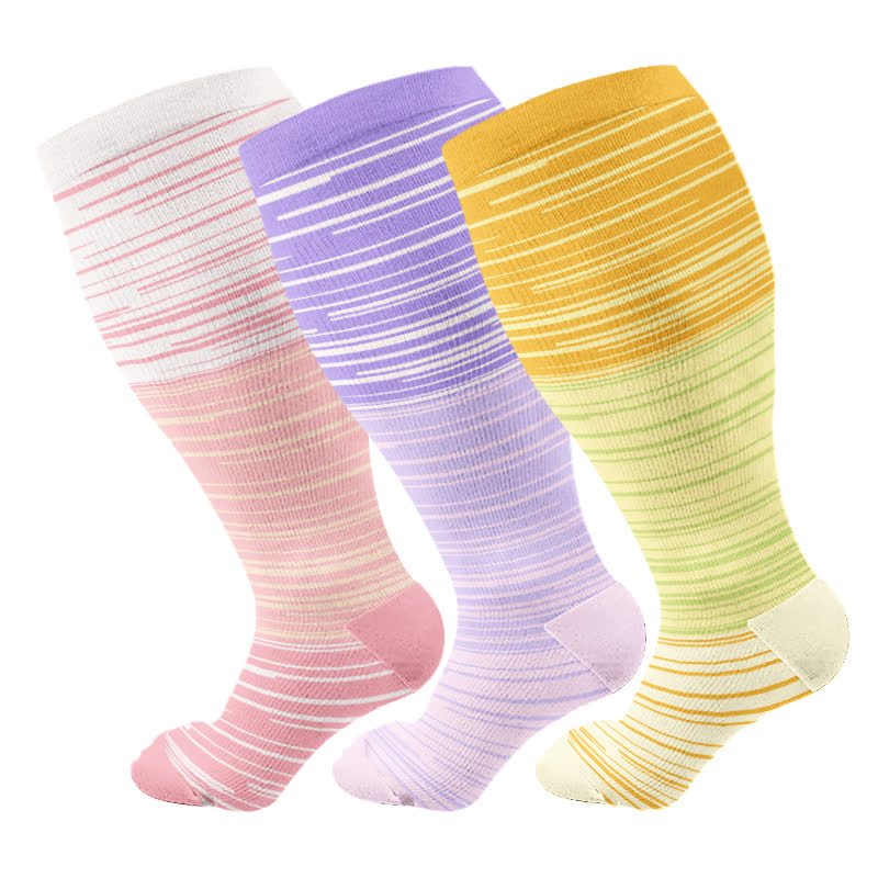 Chaussettes de compression à rayures dégradées grande taille