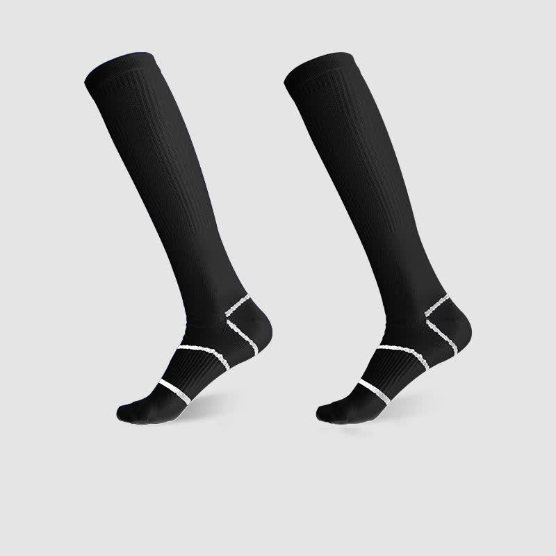 Chaussettes de sport de compression hautes de couleur unie (6 paires)
