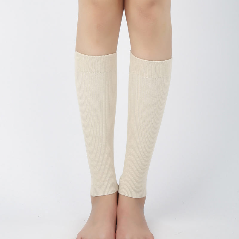 Manchons de mollet élastiques en coton de couleur unie (2 paires)