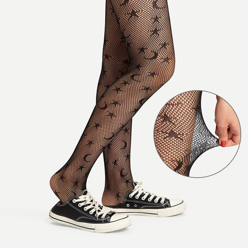 Collants à carreaux grande taille motif étoile et lune (3 paires) - C - Une taille - image 5
