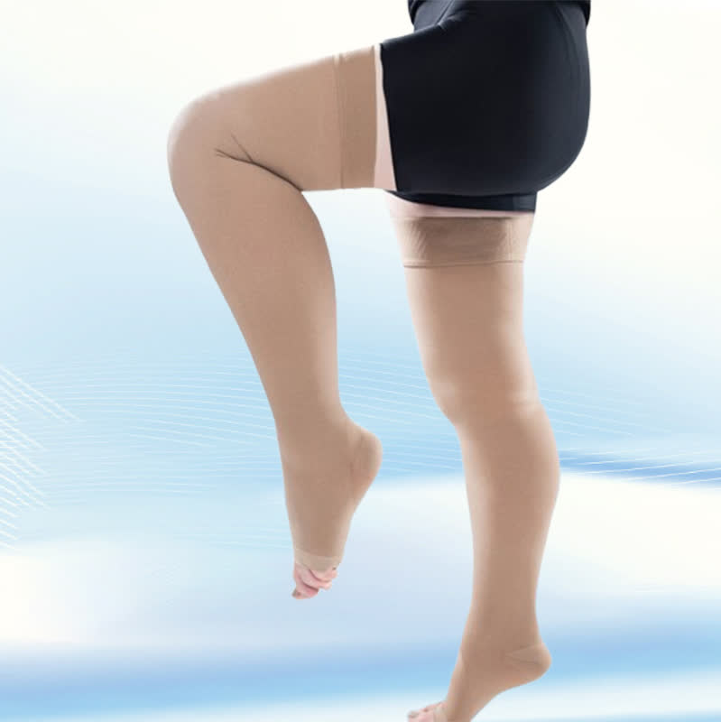 Chaussettes de compression médicales à bout ouvert, grande taille (30-40 mmHg)