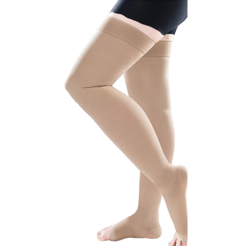 Chaussettes de compression médicales à bout ouvert, grande taille (30-40 mmHg)