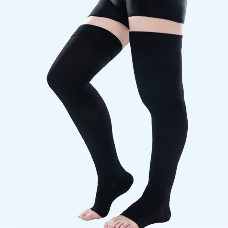 Chaussettes de compression médicales à bout ouvert, grande taille (30-40 mmHg)