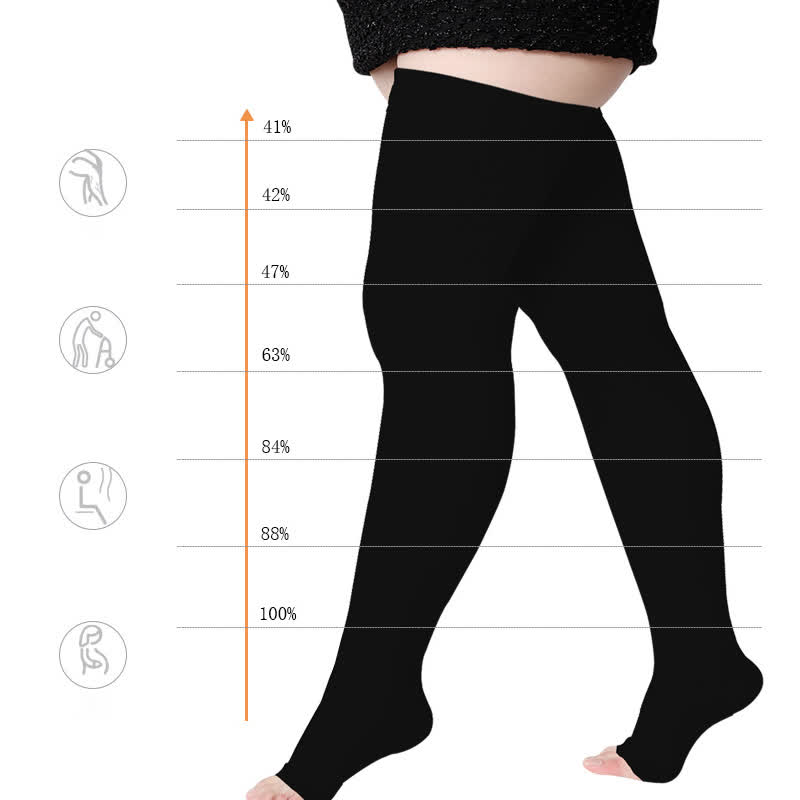 Chaussettes de compression médicales à bout ouvert, grande taille (30-40 mmHg)