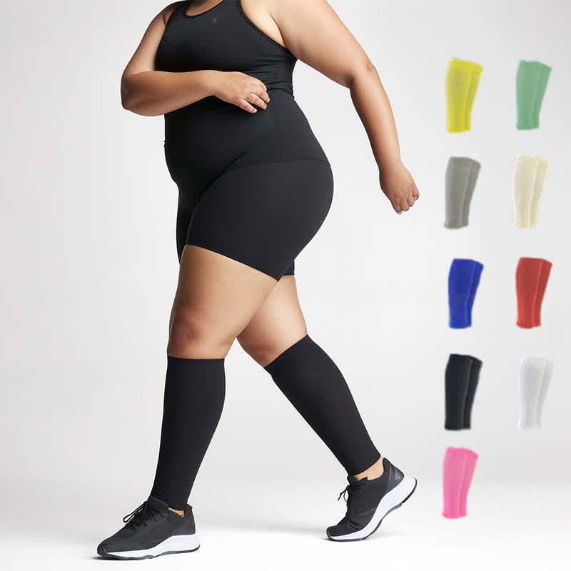 Manchons de compression pour mollets de couleur unie grande taille