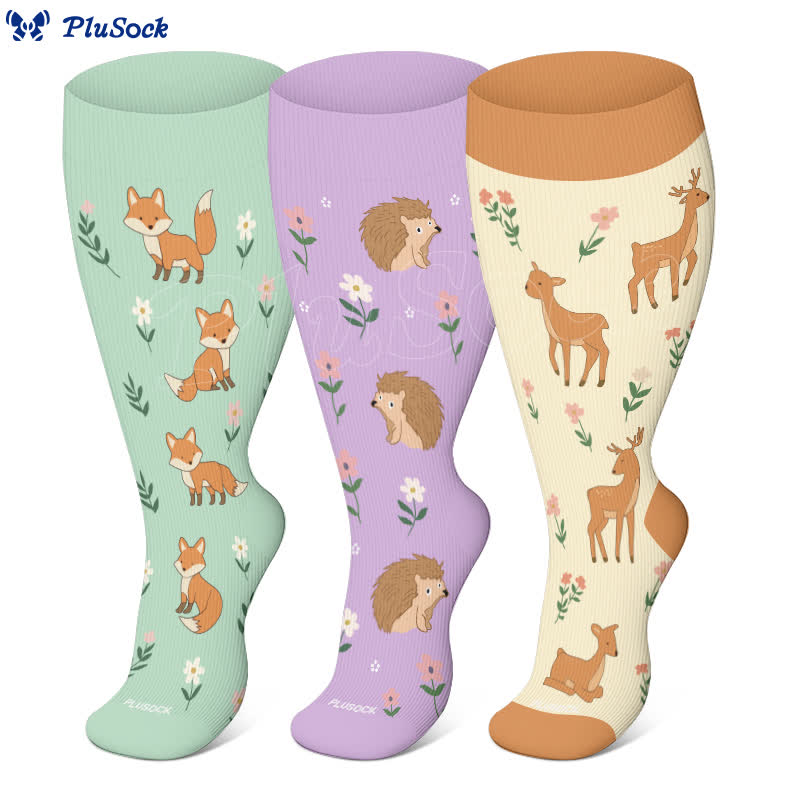 Chaussettes de compression à motif animal et floral grande taille - image 1