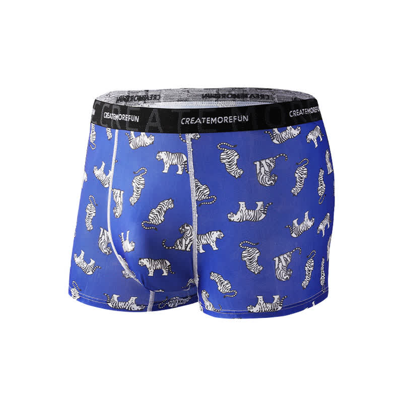 Lot de 4 boxers respirants à imprimé tigre pour homme - Bleu - XL - image 7