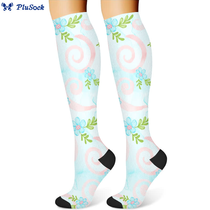 Chaussettes de compression florales artistiques (3 paires) - image 3