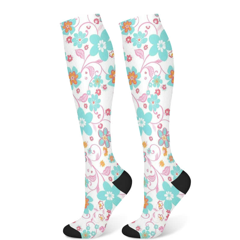 Chaussettes de compression florales artistiques (3 paires) - Rose et vert (1 paire) - S/M - image 8