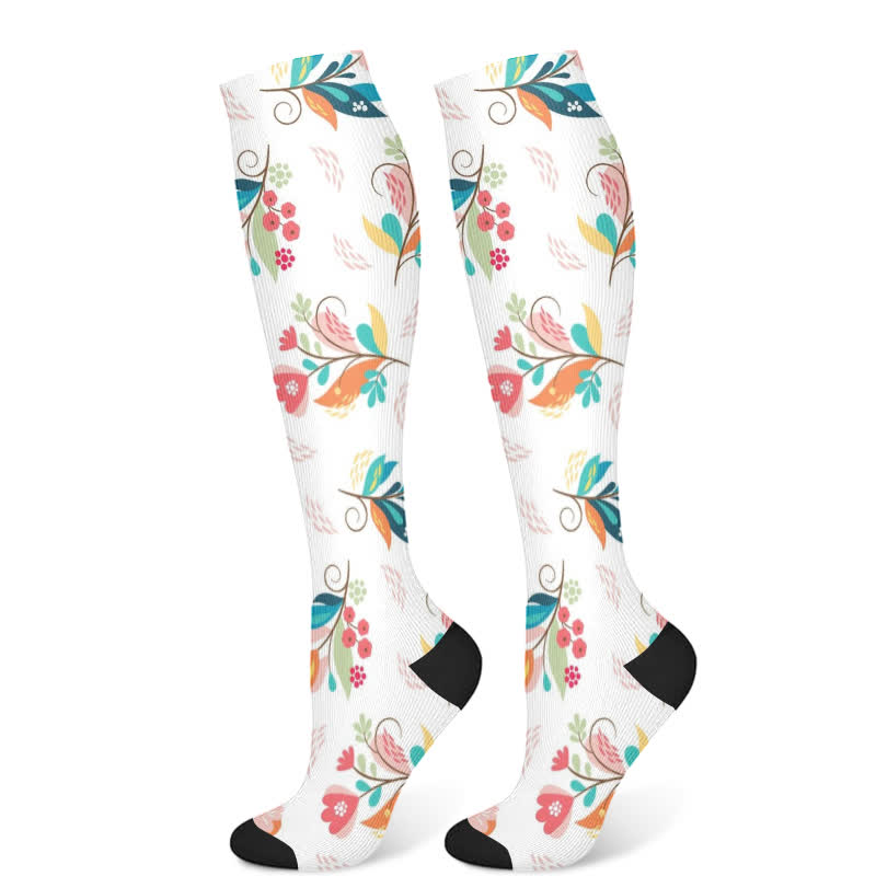 Chaussettes de compression florales artistiques (3 paires) - Blanc (1 paire) - S/M - image 6
