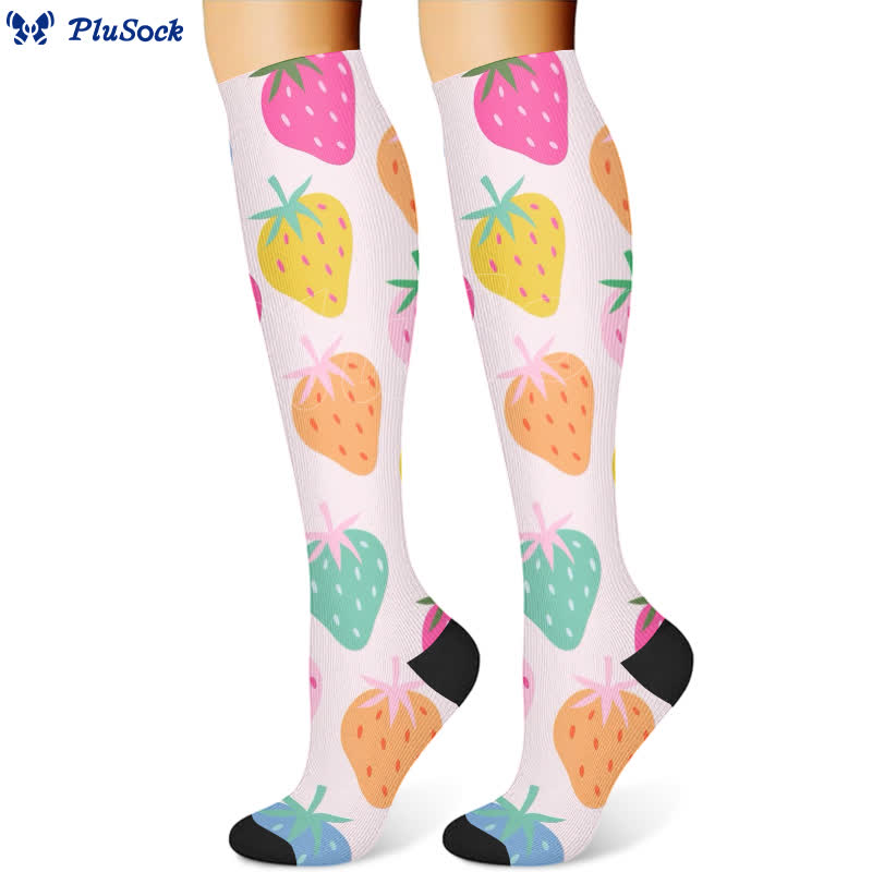 Chaussettes de compression à imprimé floral, fraise et montgolfière (3 paires) - image 3