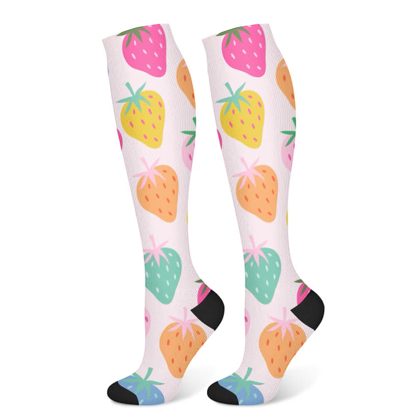 Chaussettes de compression à imprimé floral, fraise et montgolfière (3 paires) - Rose clair (1 paire) - S/M - image 7