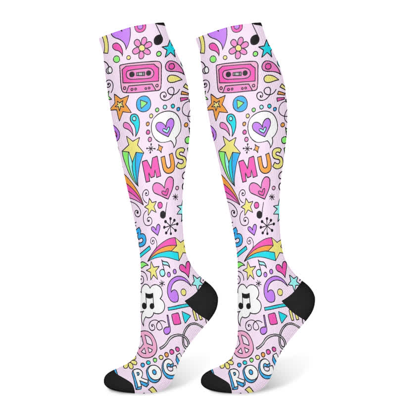 Chaussettes de compression de la série Notes de musique (3 paires)