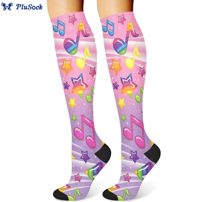 Chaussettes de compression de la série Notes de musique (3 paires)