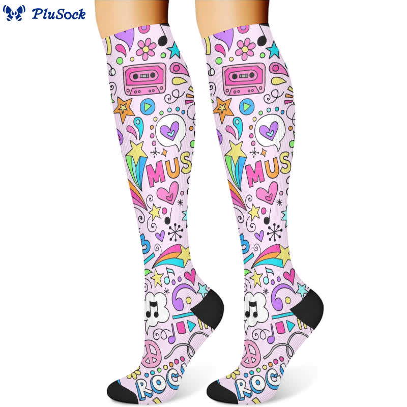 Chaussettes de compression de la série Notes de musique (3 paires)