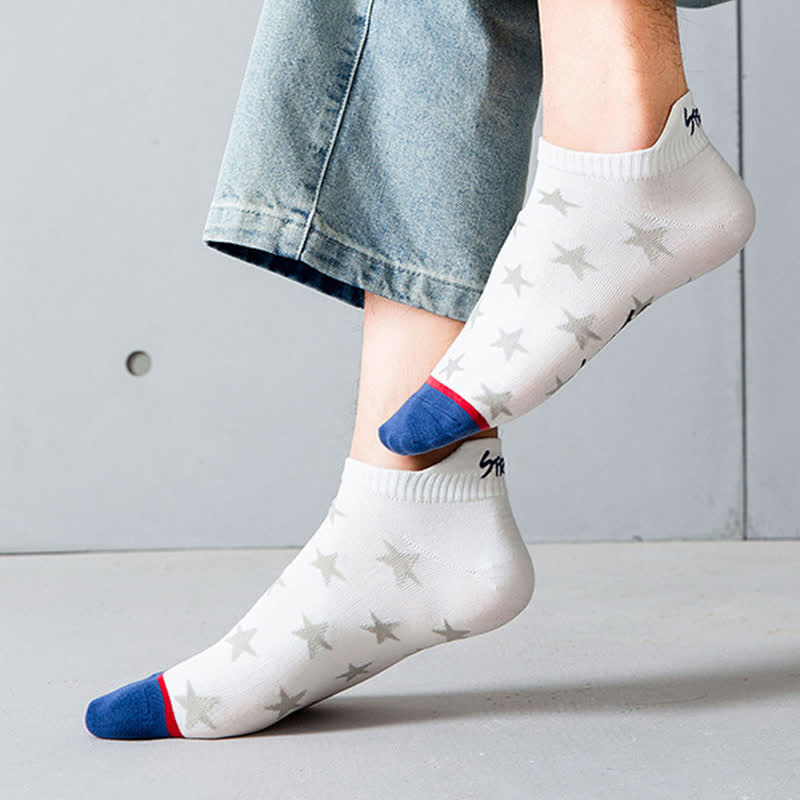 Chaussettes montantes respirantes en coton à imprimé étoiles (5 paires)