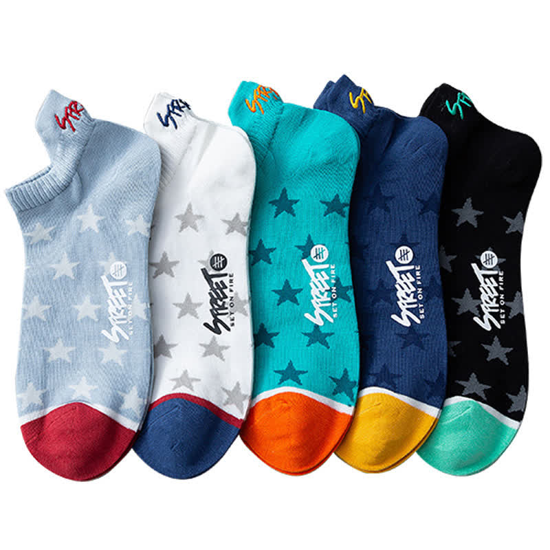 Chaussettes montantes respirantes en coton à imprimé étoiles (5 paires)