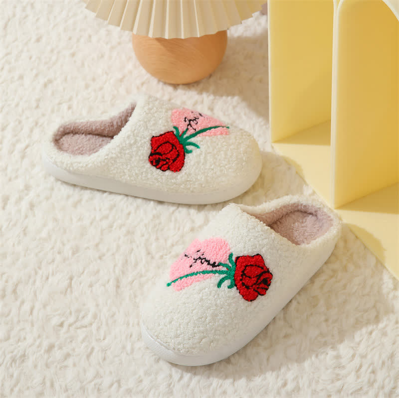 Chaussons Fuchsia en forme de cœur grande taille