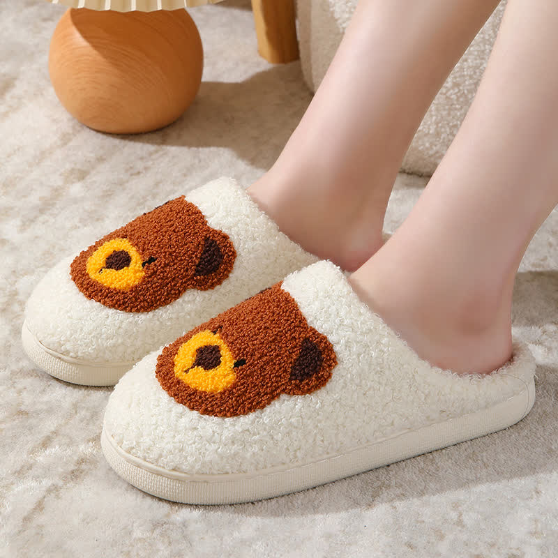 Chaussons d'intérieur grande taille à imprimé ours de dessin animé - image 1