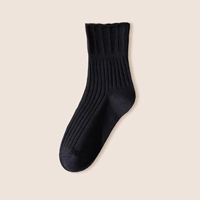 Chaussettes courtes amples en coton avec bordure ondulée (4 paires)