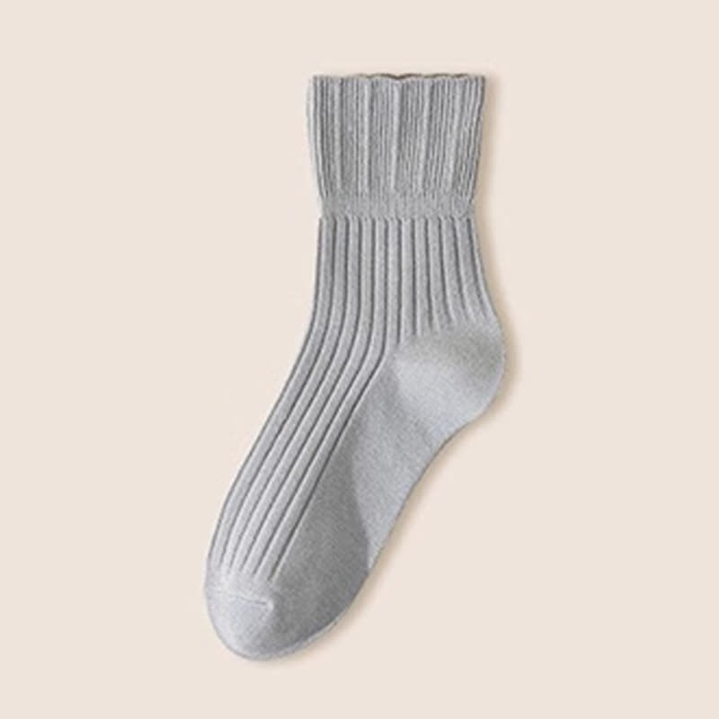 Chaussettes courtes amples en coton avec bordure ondulée (4 paires)