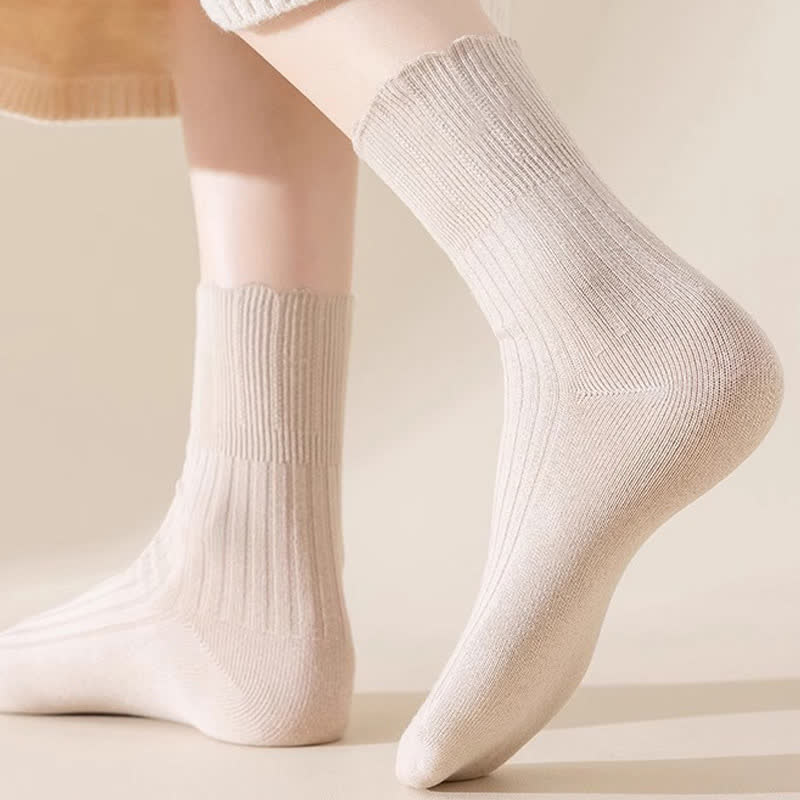 Chaussettes courtes amples en coton avec bordure ondulée (4 paires)