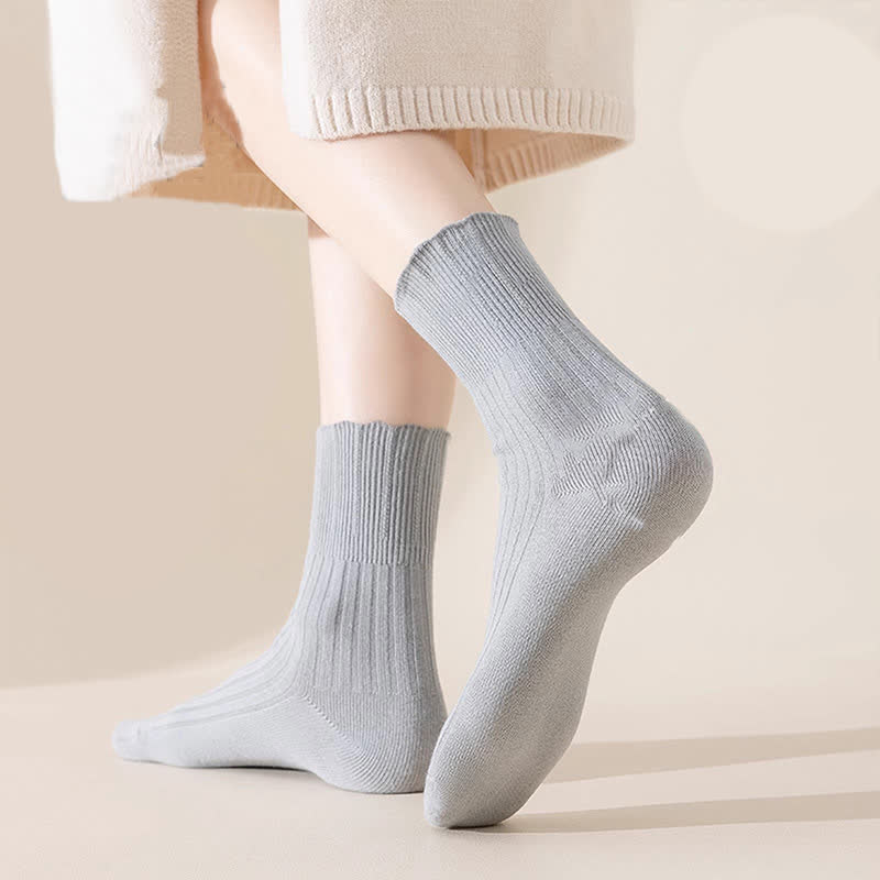 Chaussettes courtes amples en coton avec bordure ondulée (4 paires)