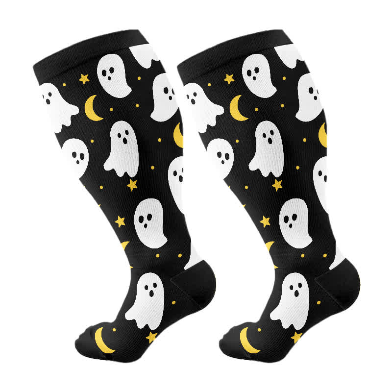 Chaussettes de compression grande taille de la série Halloween Ghost - Noir - 4XL - image 7