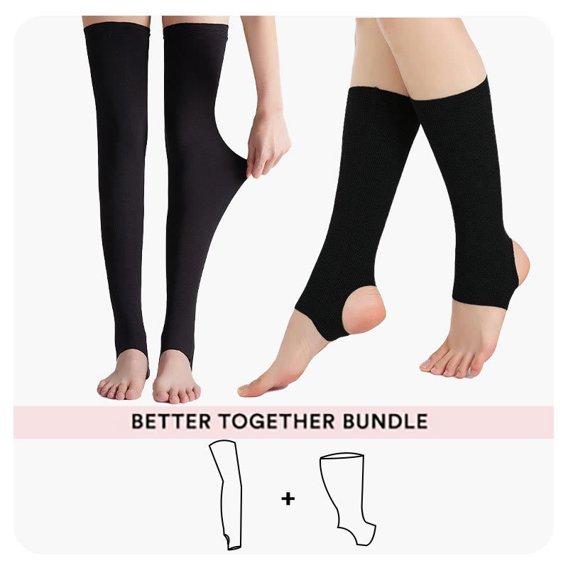 Ensemble bas de cuisse en modal + manchons de compression pour mollets - image 1