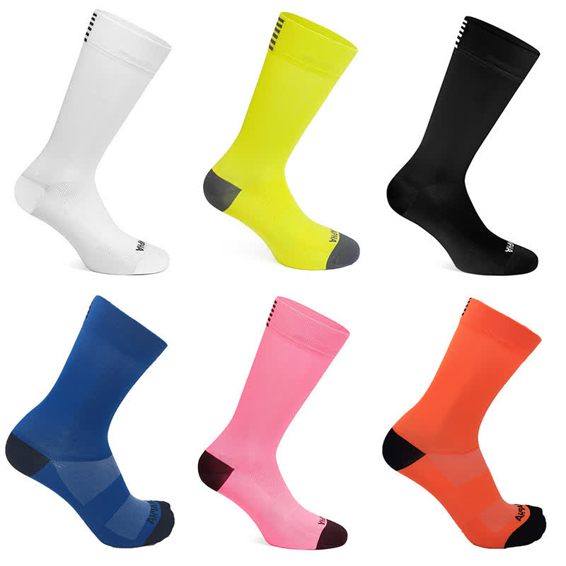 Chaussettes de compression de cyclisme de couleur unie (6 paires)