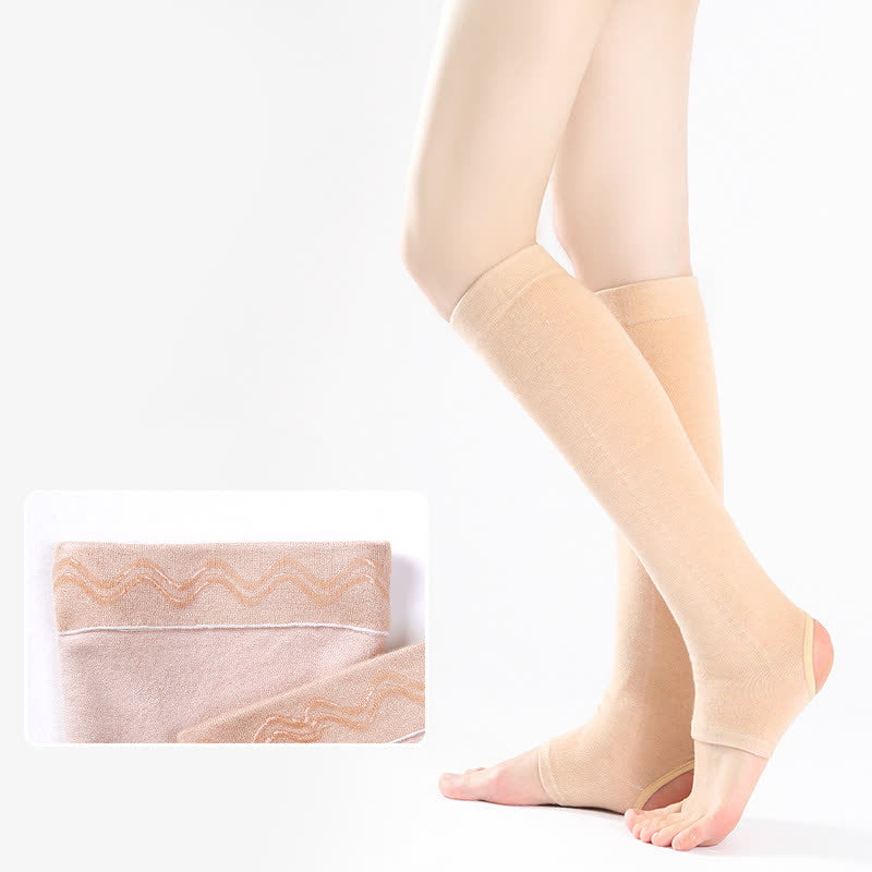 Manchons de mollet en pur coton avec poignée antidérapante en silicone - Nu - XL - image 4